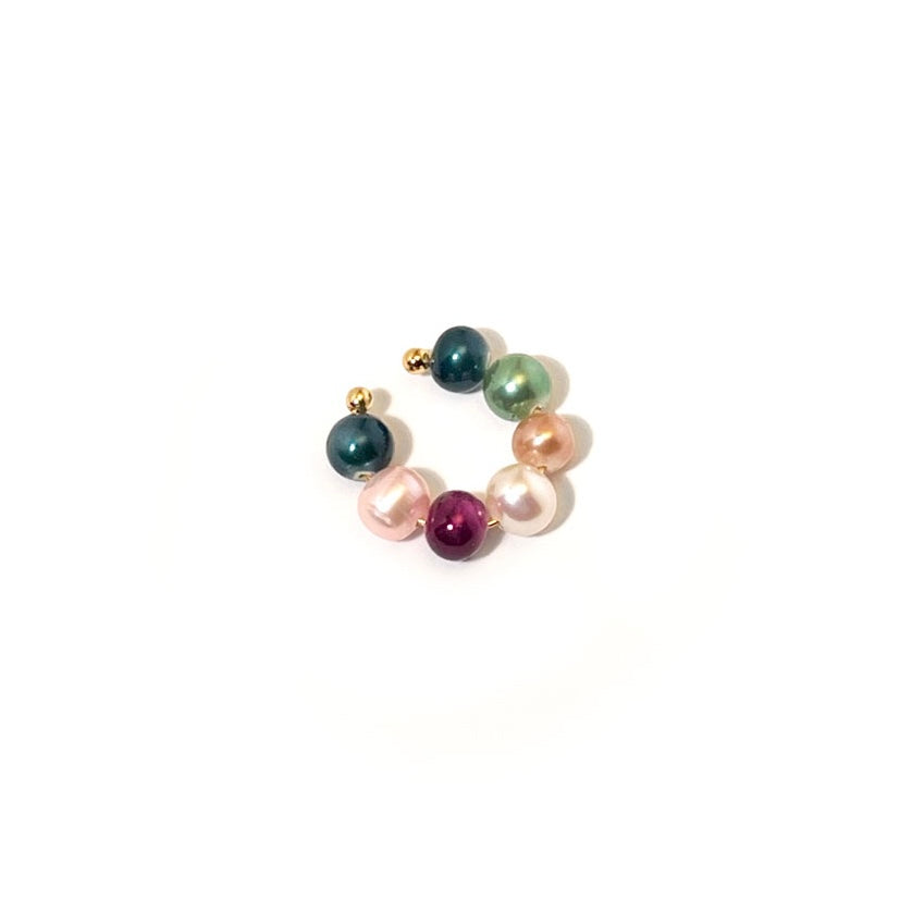 Ørering Cuff Pearlswirlcuff Pastel Karat Forgyldt Håndmalede Ferskvandsperler - Szhirley Øreringe
