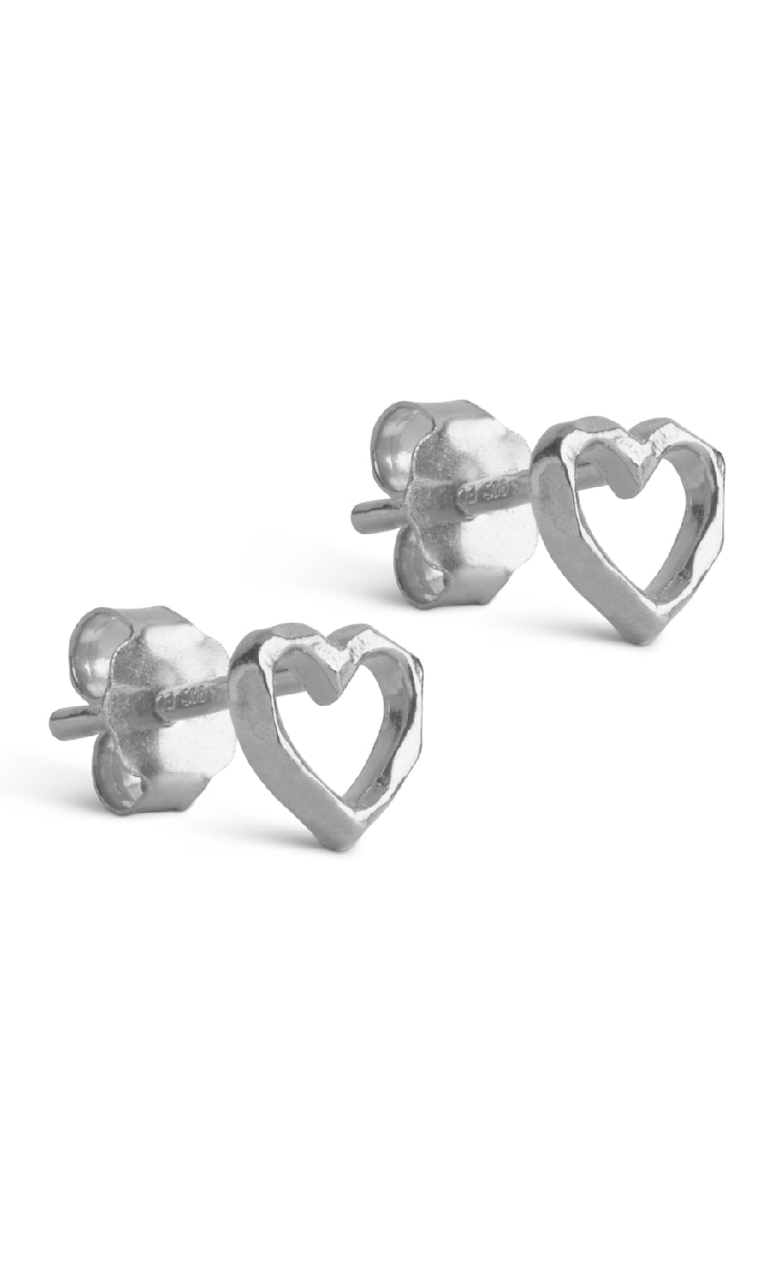 Sølv Colour Enamel Copenhagen Studs Organic Heart Silver Colour - Øreringe  - 5714274024932