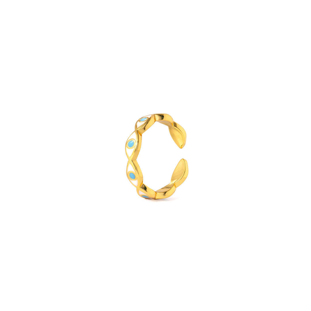 Fingerring Cuff Eyeseeeyesee Onesize Regulerbar Størrelse Karat Forgyldning Emalje - Fingerringe