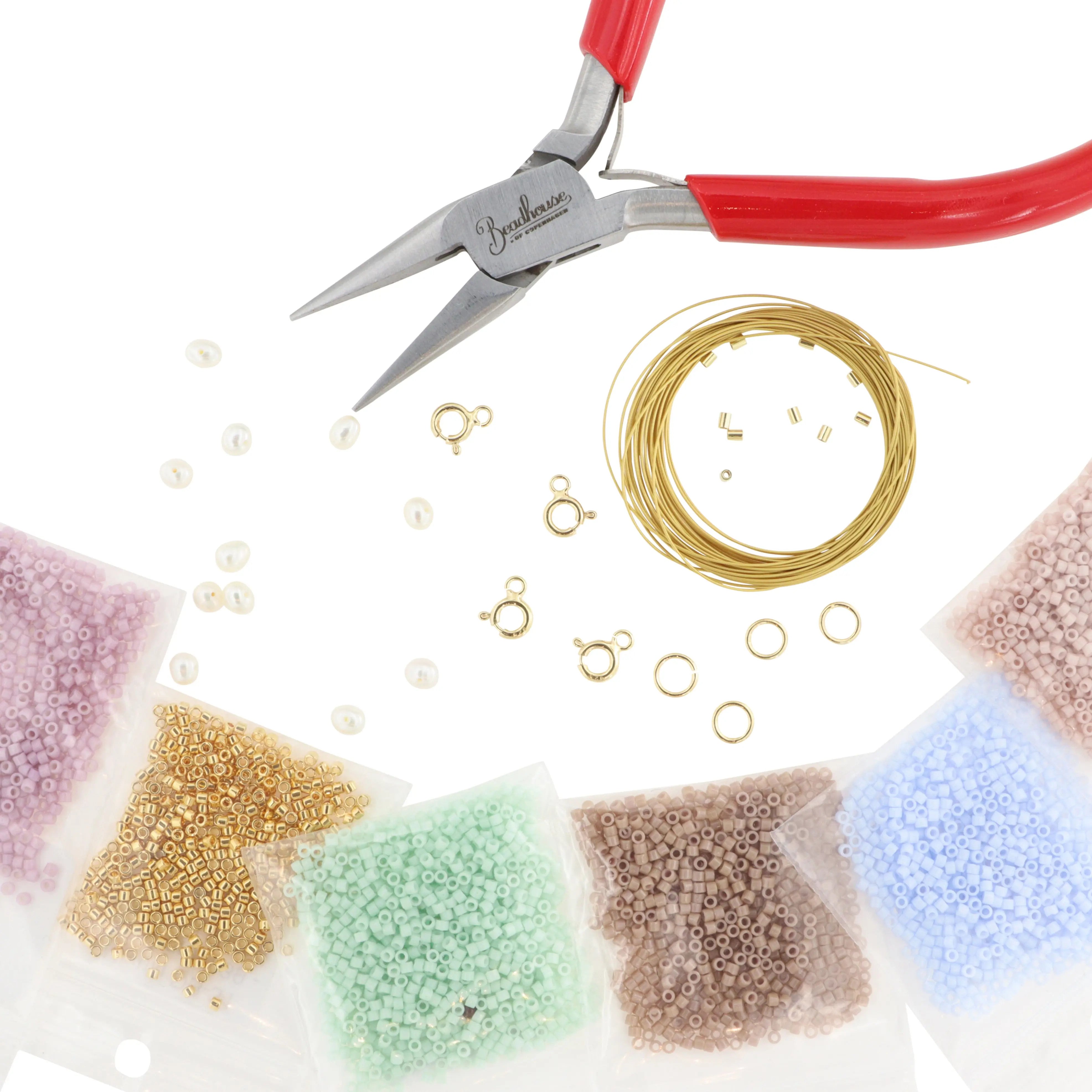 Guld Diy Kit Armånd Halskæde Kit Med Delicaperler Forgyldt Sterlingsølv - Halskæder  - 05740034008423