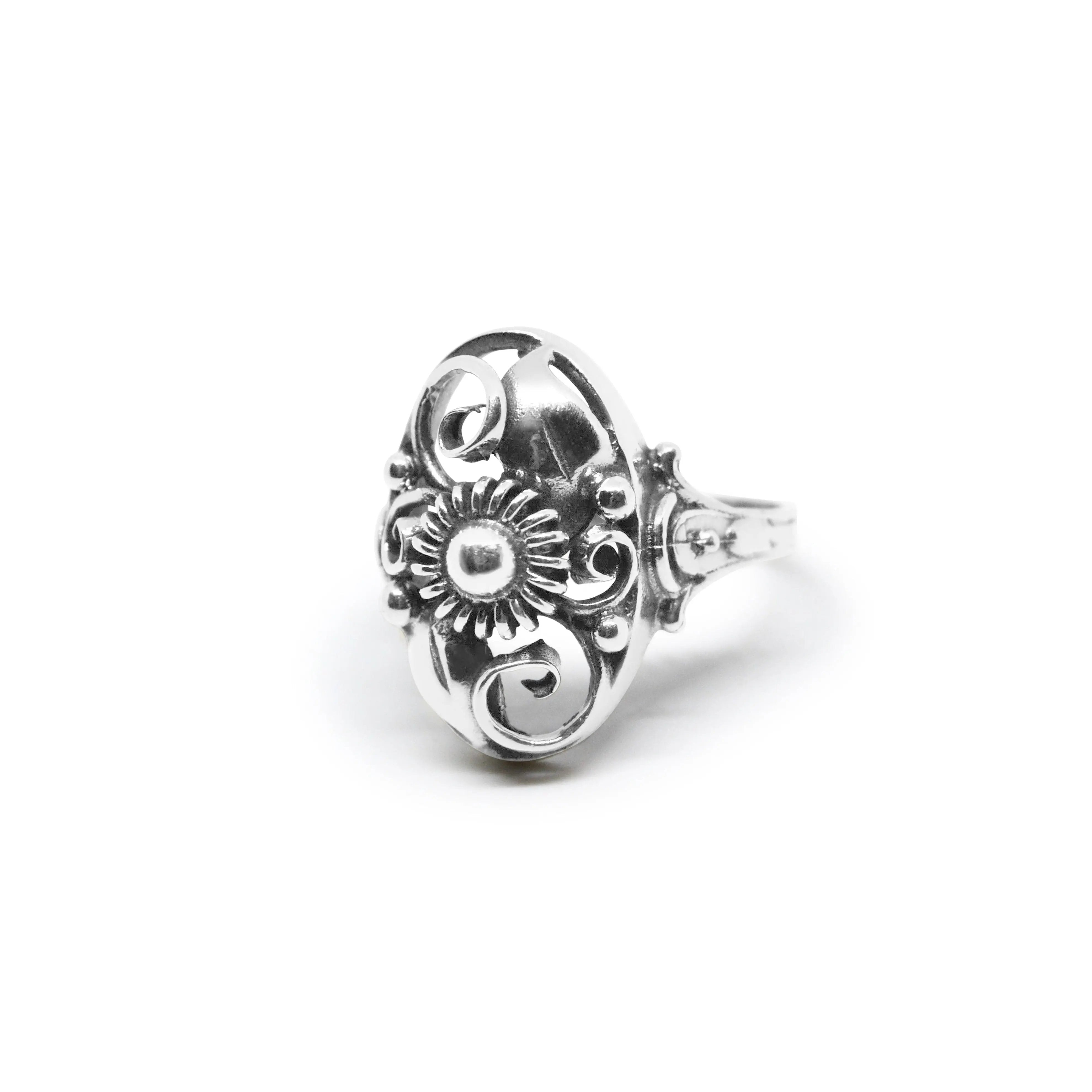 Sølv Fingerring Skønvirke Spiralblomst Sterling Str - Fingerringe  - 05740034066195