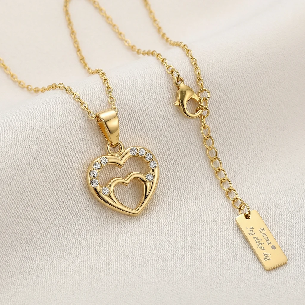 Hjerter Forbundet For Evigt Halskæde Zirkoner 18k Jewelries - Halskæder