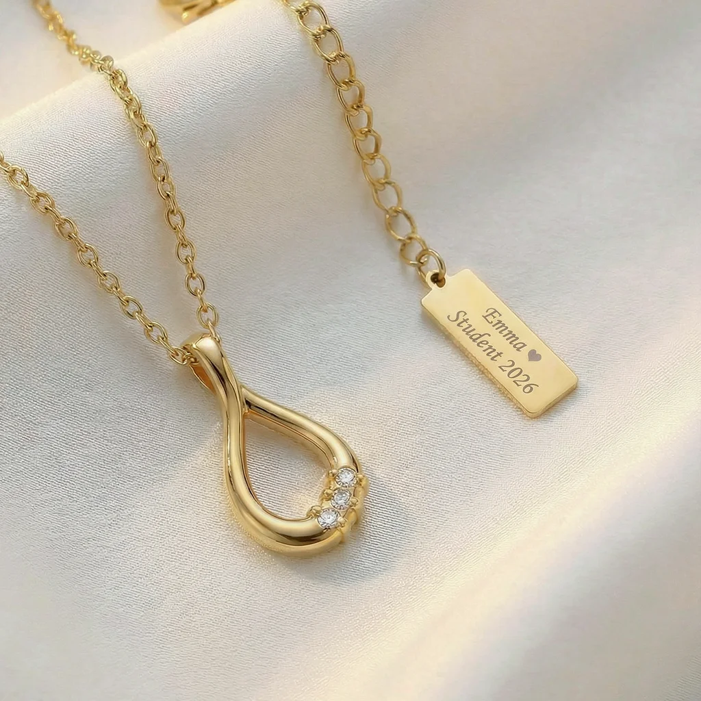 Student Halskæde Livets Flamme Med Zirkoner 18k Jewelries - Halskæder