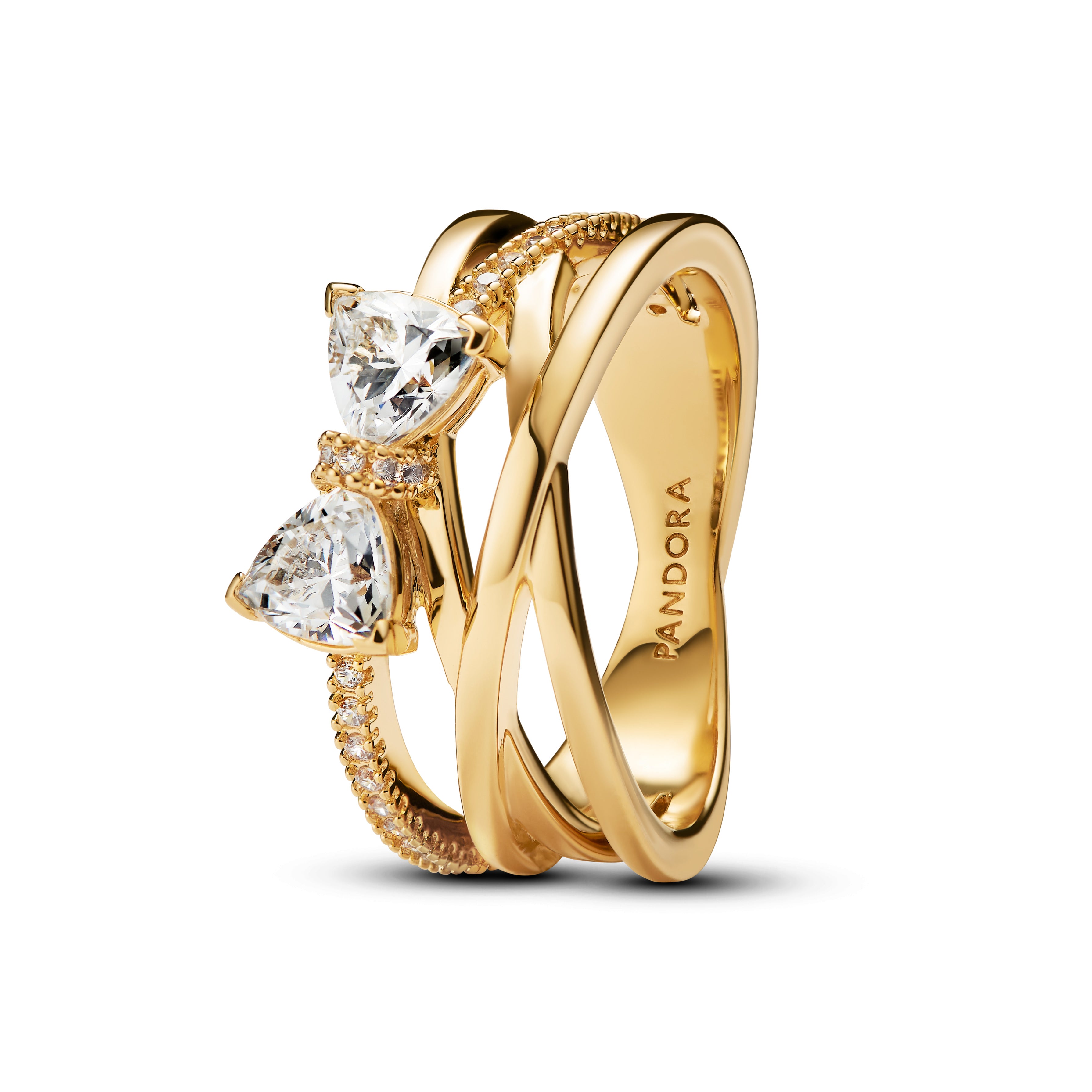 Pandora Sløjfe Ring Forgyldt Med Sten Zirkonia 163511c01 - Pandora Fingerringe