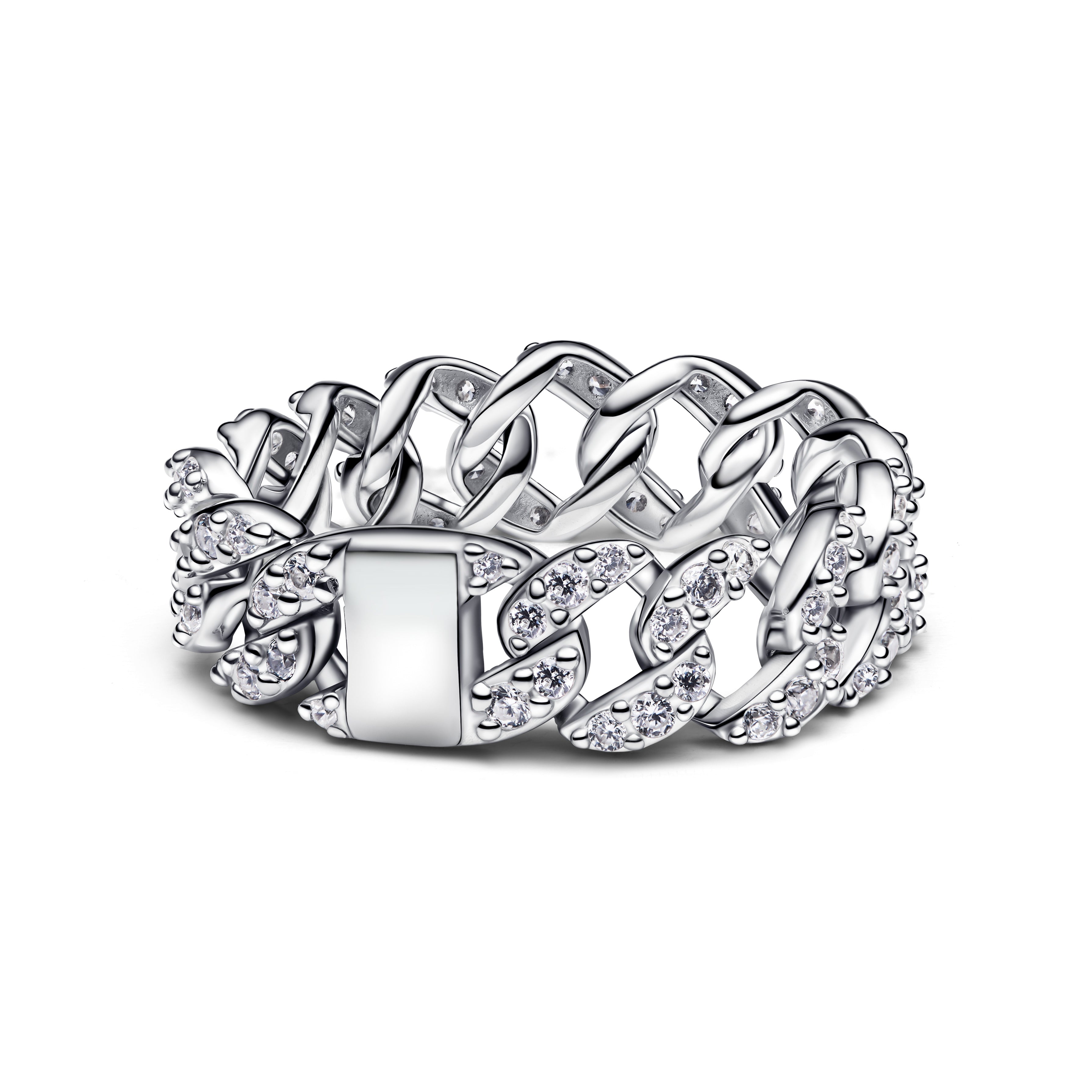 Pandora Funklende Panser Facet Kæde Ring Med Sten 193557c01 - Pandora Fingerringe