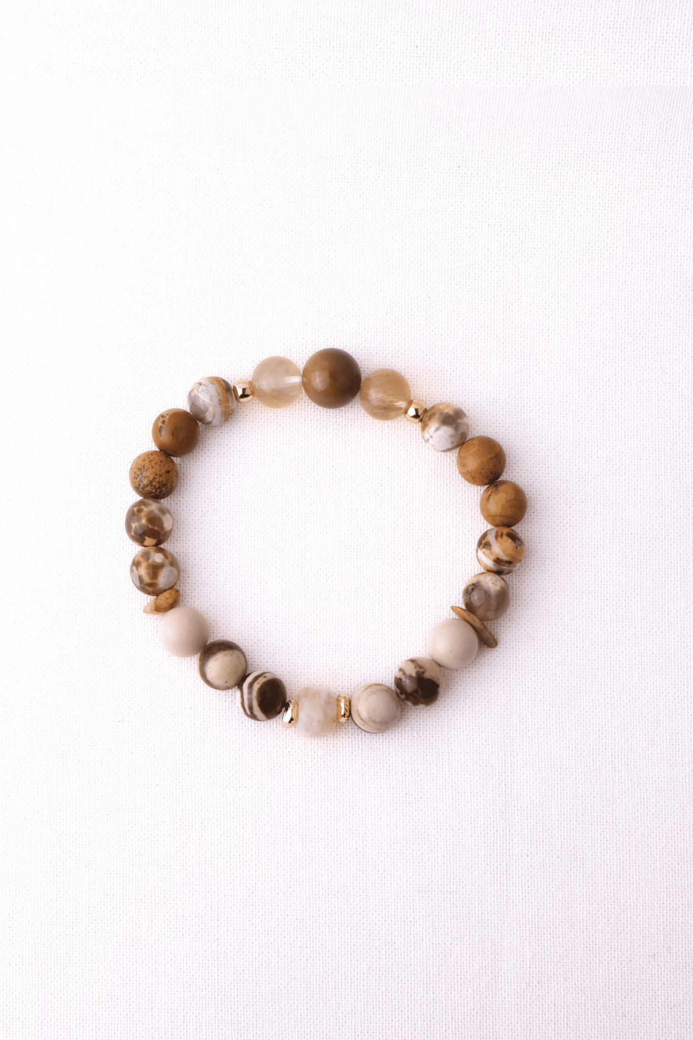 Savanne Armbånd Med Citrin Indisk Agat Fossil Leopard Jaspis Zebra Jaspis 18k Forgyldt Messing - Parol Armbånd