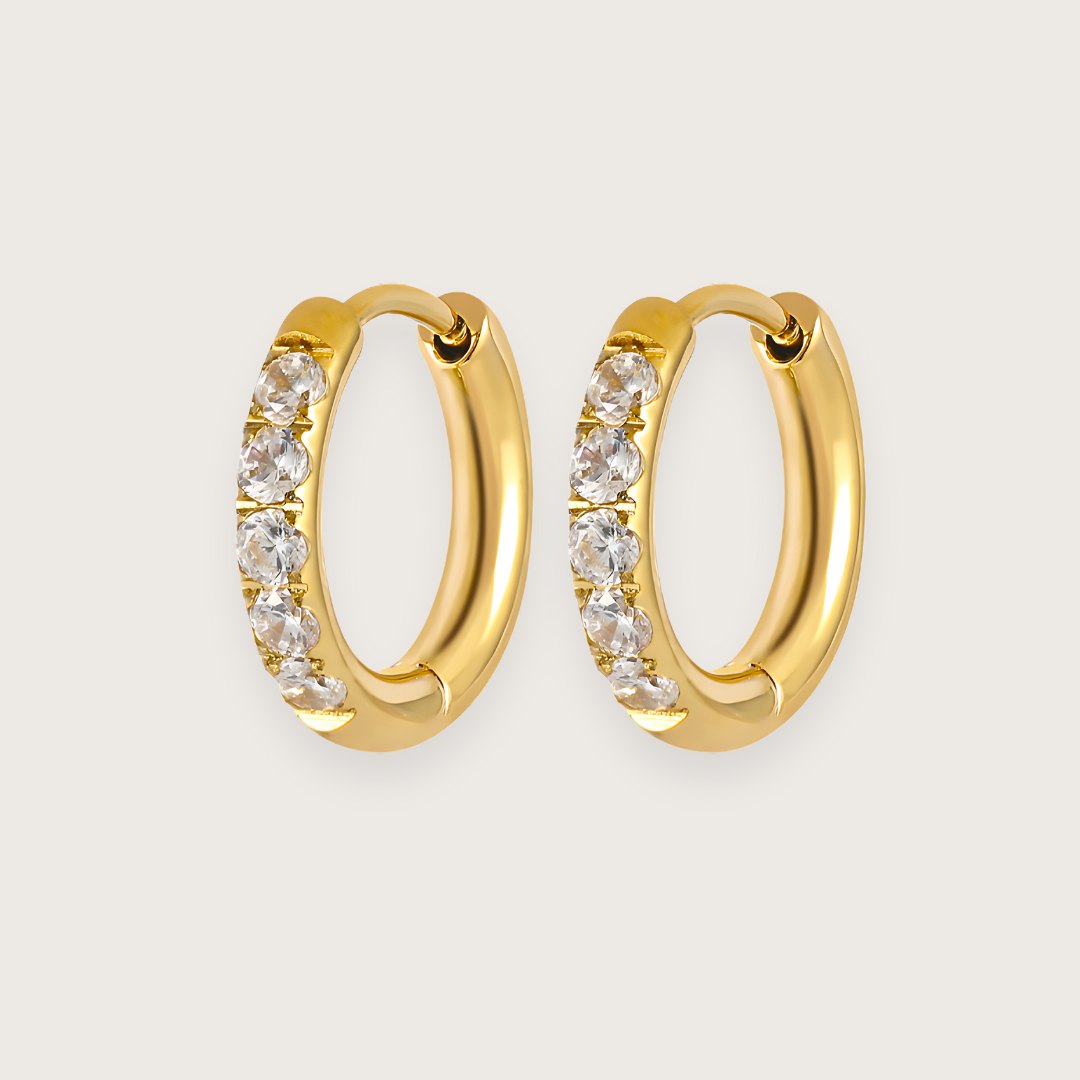 Hallie Hoops Med Zirkoner 10mm Guldbelagte - Chant Du Matin Øreringe