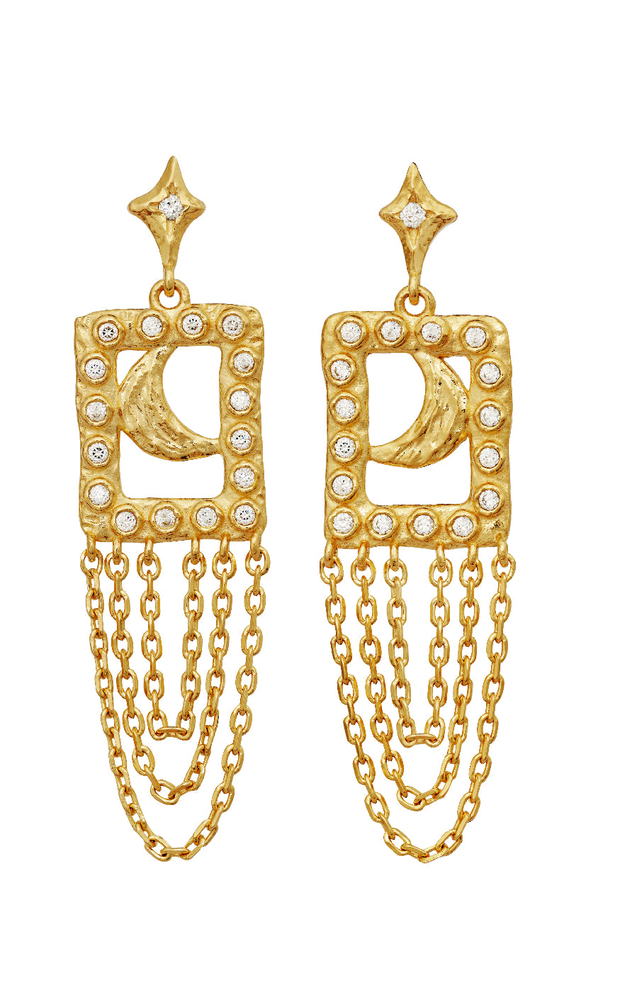 Guld Colour Maanesten Barbra Gold Colour - Maanesten Øreringe  - 5715336018319