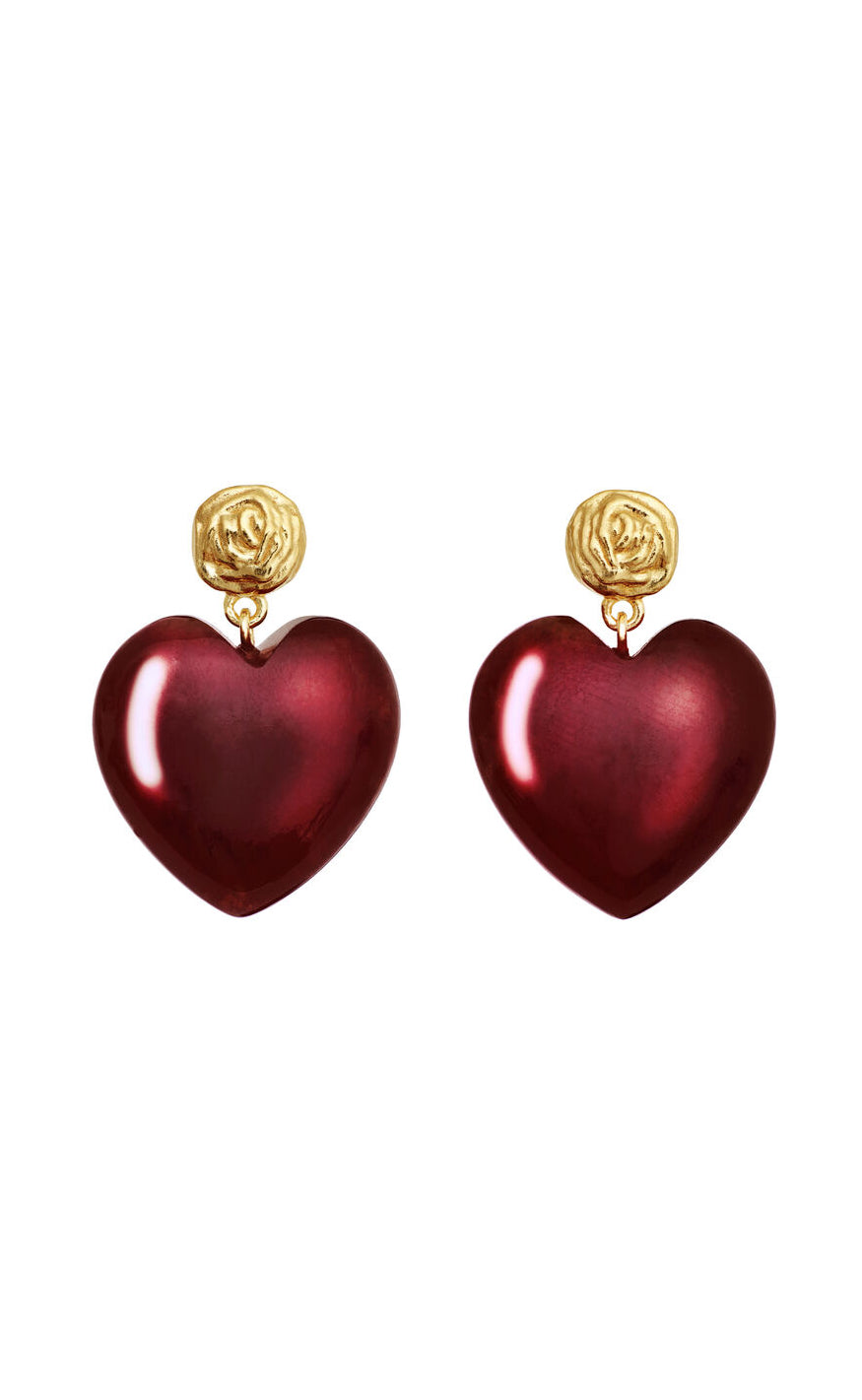 Rød Jade Maanesten Rubina Heart Red Jade - Maanesten Øreringe  - 5715336046244