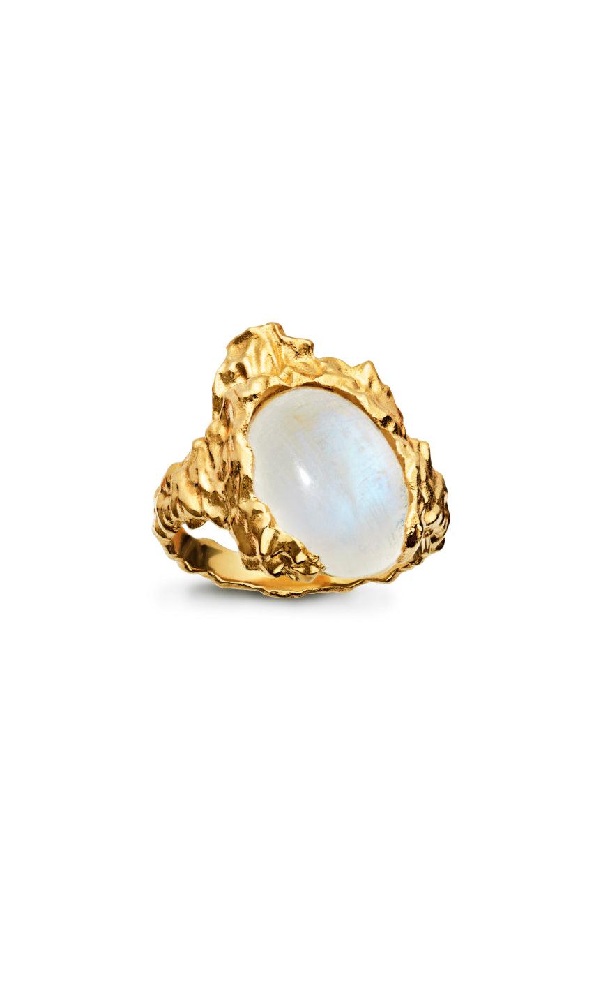 Guld Maanesten Ring Gudinde Gold Colour - Maanesten Fingerringe  - 5715336016087