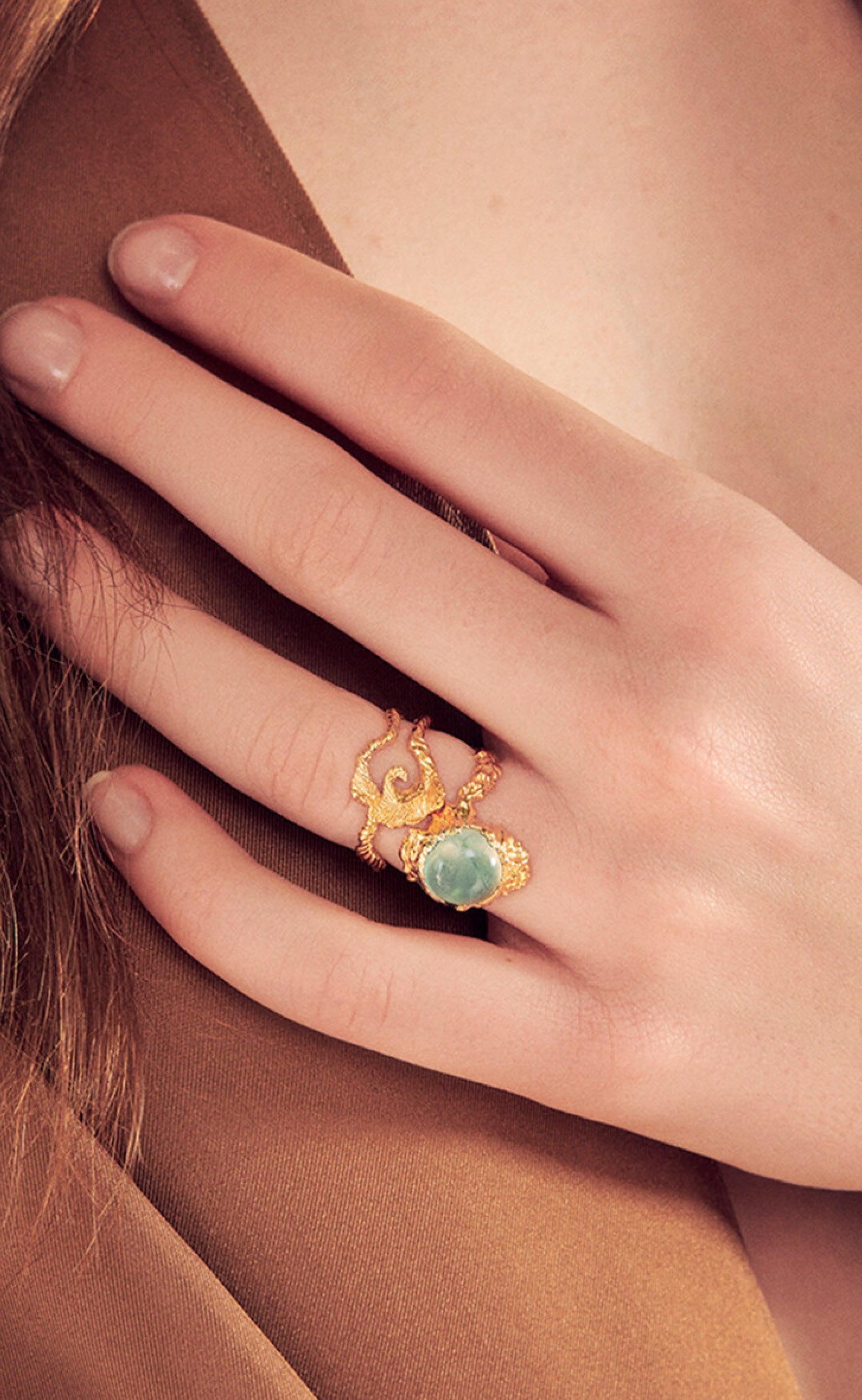 Prehnit Maanesten Ring Gudinde Colour - Maanesten Fingerringe  - 5715336023344