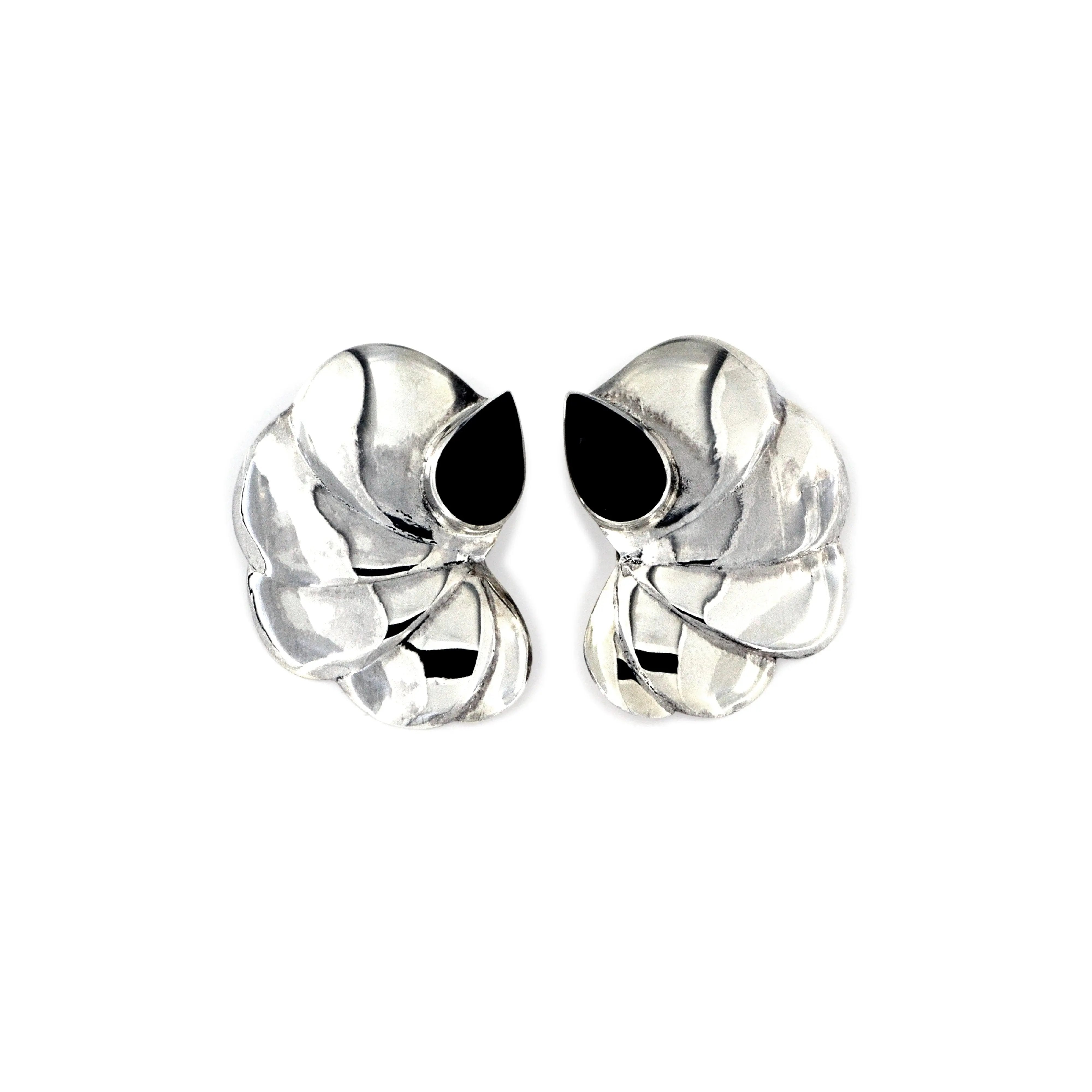 Sølv Clips Med Onyx Dråbe Sterling - Øreringe - 05740034036792