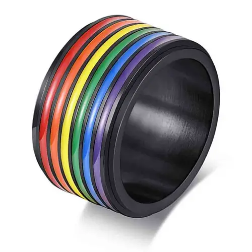 Spinning Ring 12mm Bred Lgbt - Fingerringe