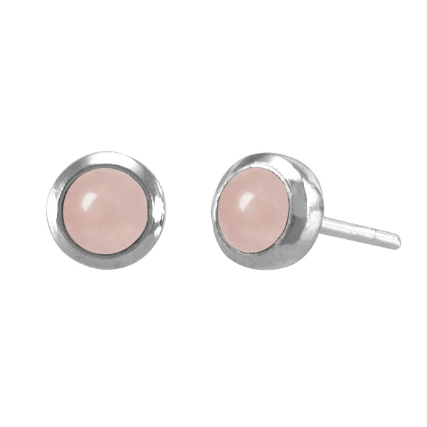 Rosa Ørestikker Med Kvarts Ø6mm Par - Øreringe