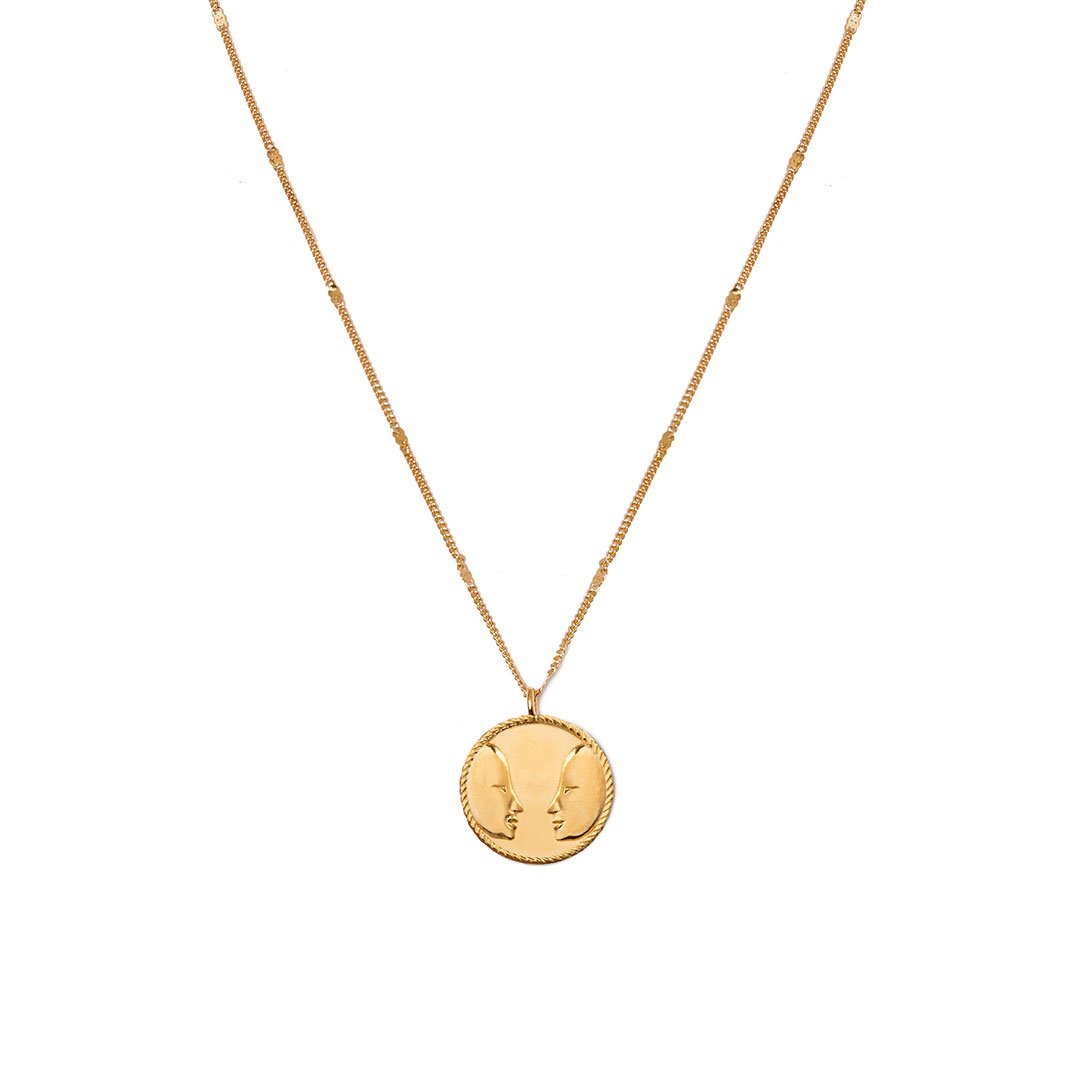 Halskæde Wrappedinfeathers Kæde Karat Forgyldt Sterling Sølv Motiv Begge Sider - Szhirley Halskæder