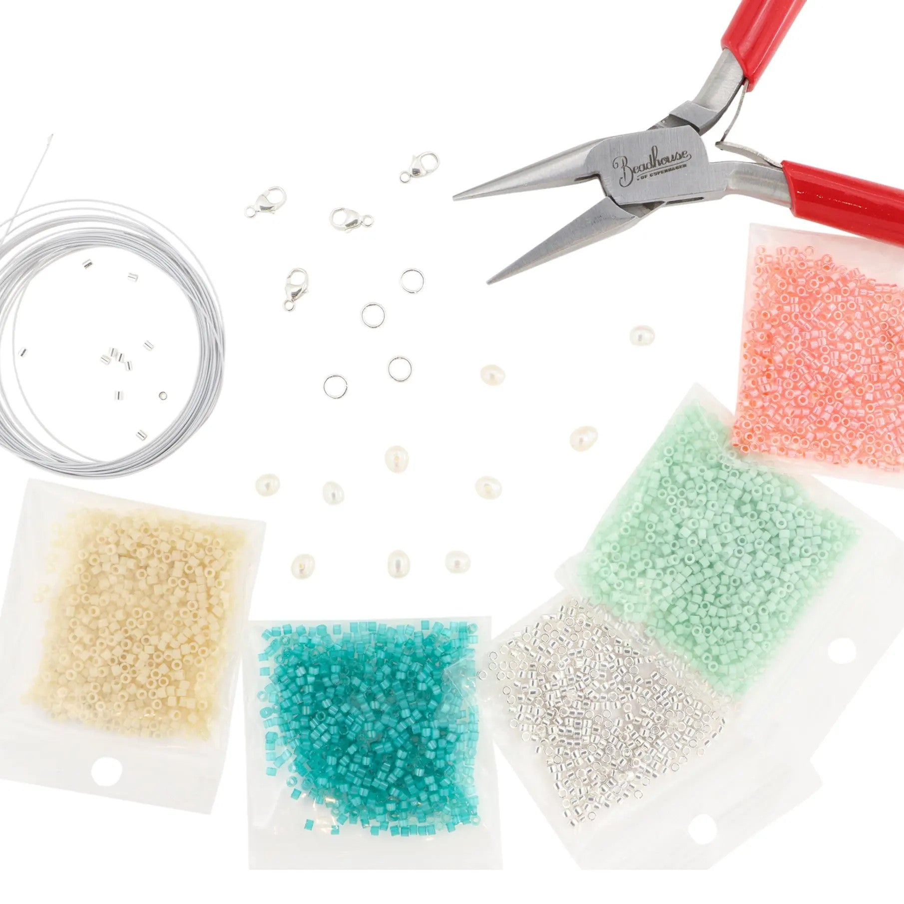 Sølv Diy Kit Armånd Halskæde Kit Med Delicaperler Sterling - Halskæder  - 05740034009215