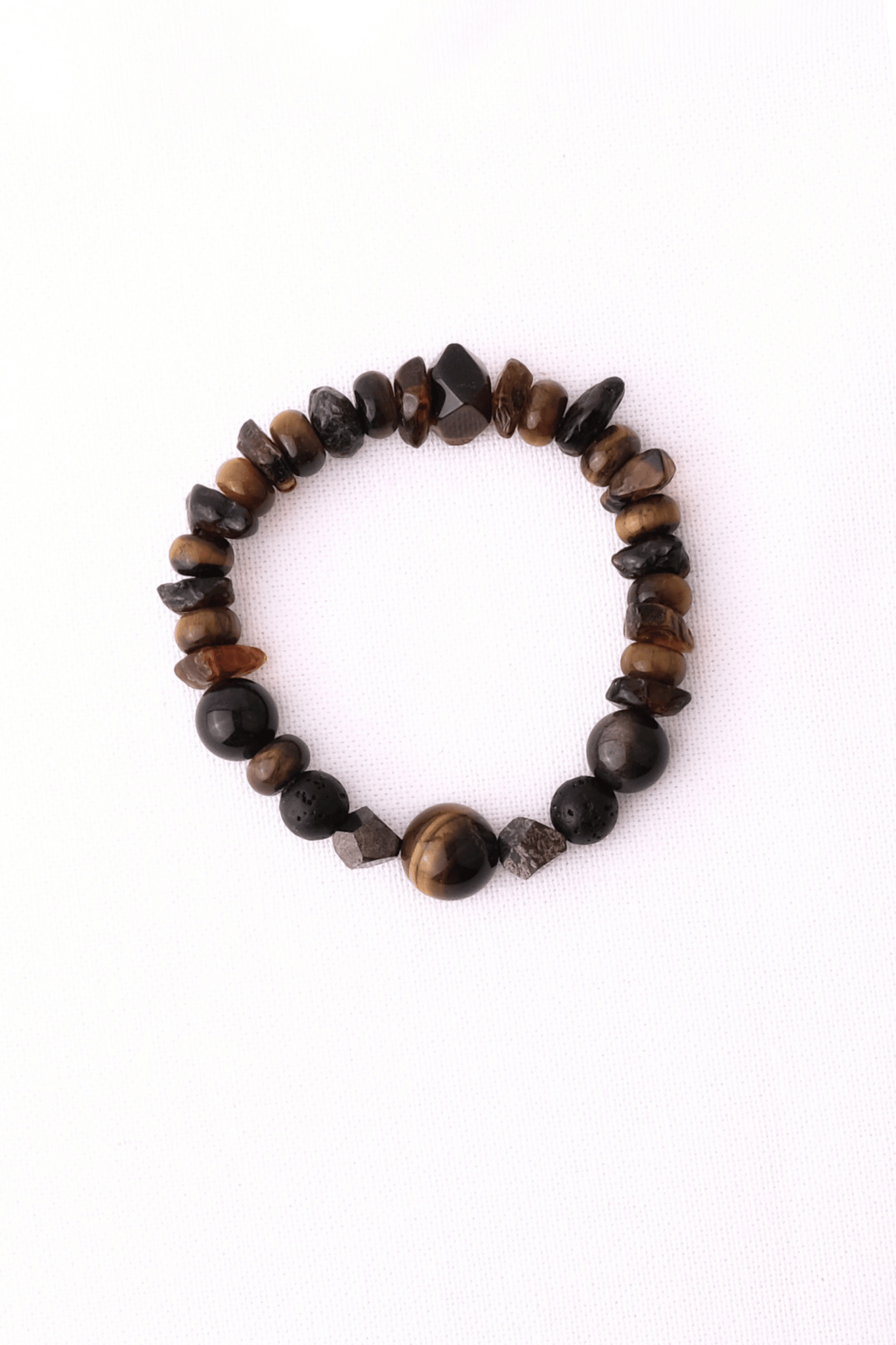 Savanne Armbånd Med Tigerøje Obsidian Pyrit Lava Rav - Parol Armbånd