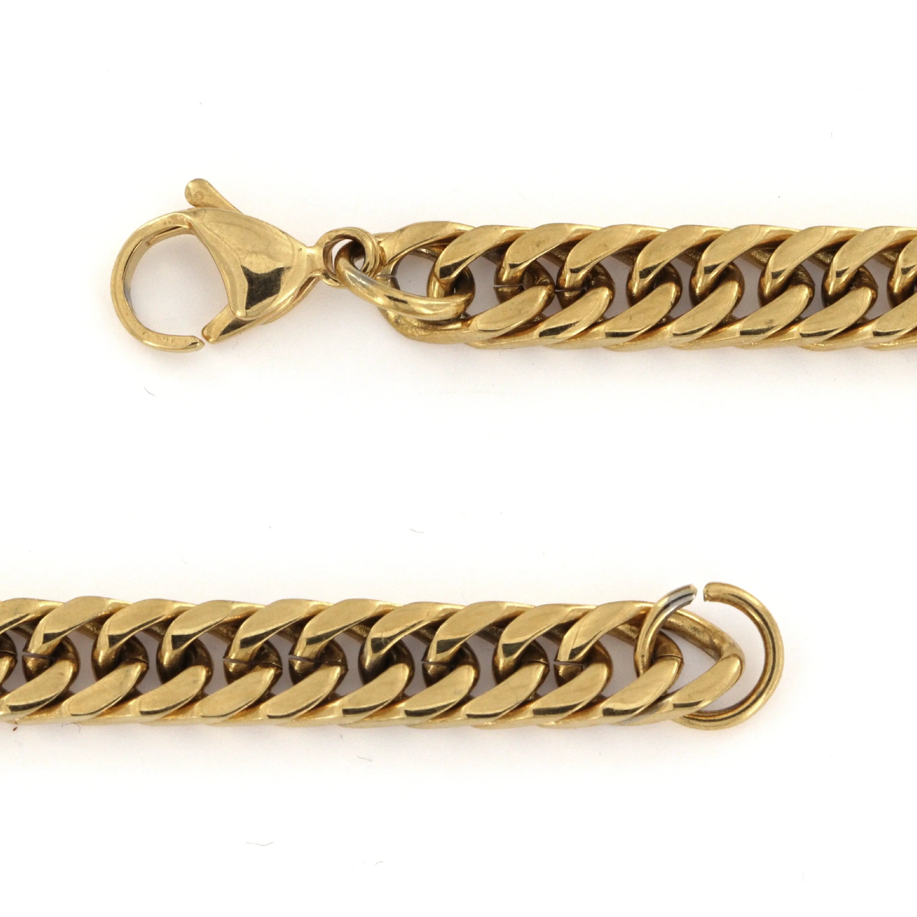 Guld Halskæde Tæt Panser Facet Kæde Forgyldt Stål - Blt Halskæder  - 05740034037294