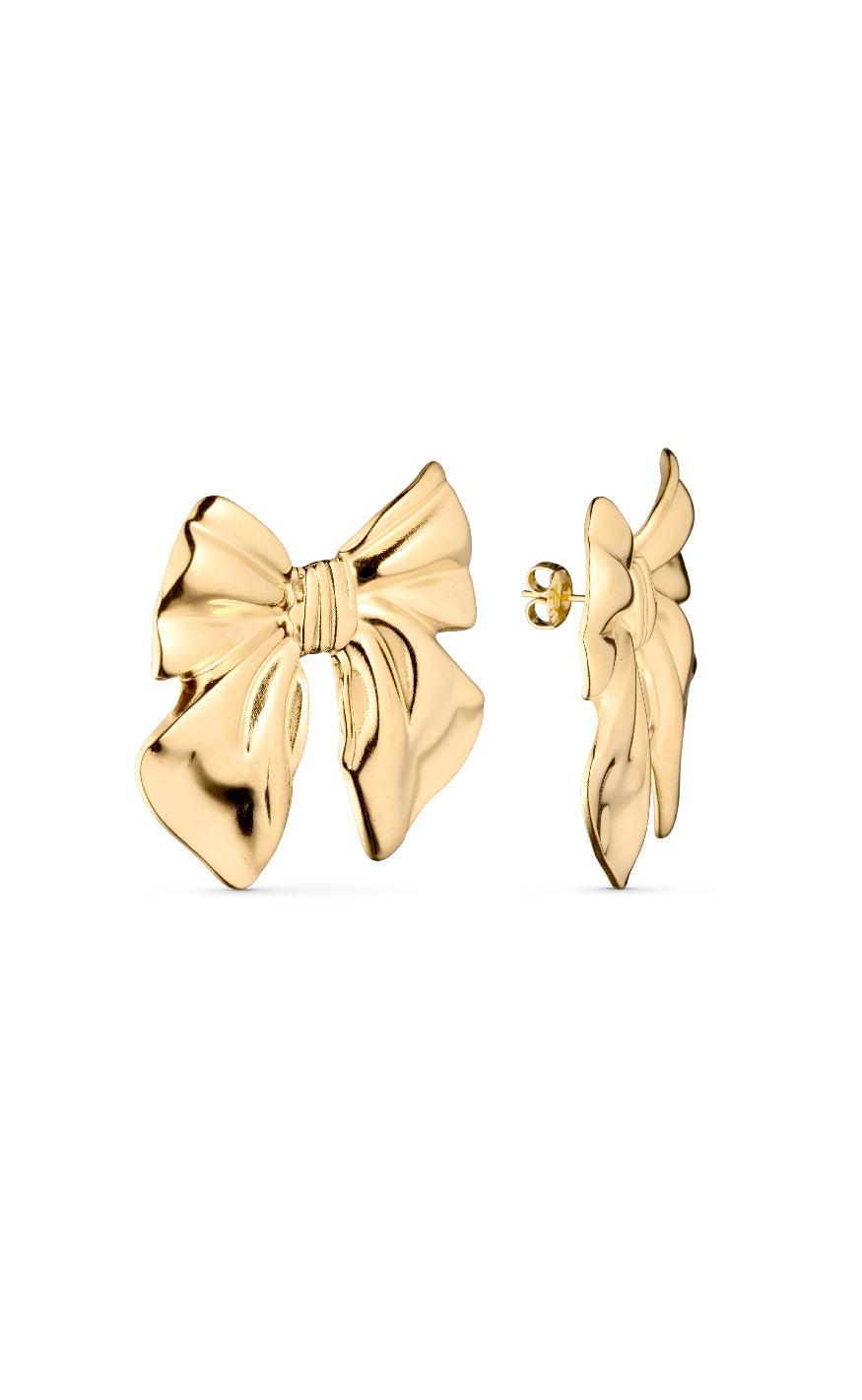 Guld Smykkeli Copenhagen Big Bow Gold Colour - Øreringe  - 76898377