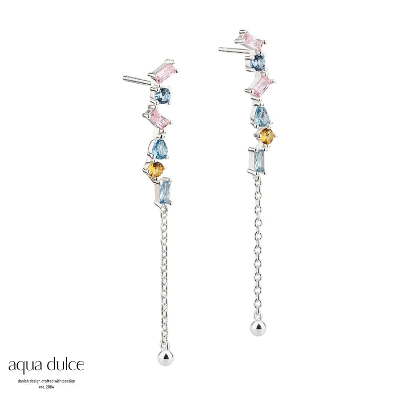 Pastel Baguette Love Earstuds Silver - Aqua Dulce Ørestikkere  - 5740013852887