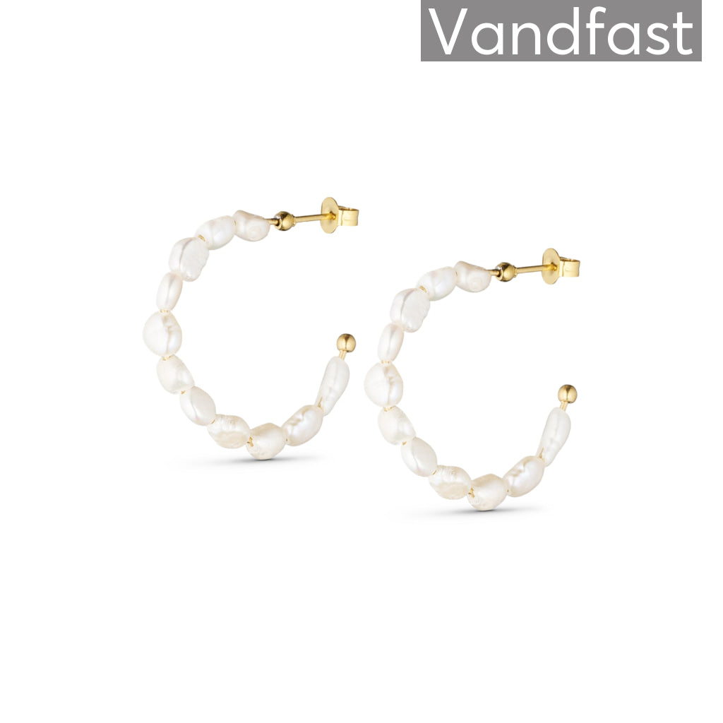 Annebrauner Big Freshwater Pearl Hoops 18k Guldbelagt - Bella Øreringe  - 2004319977631