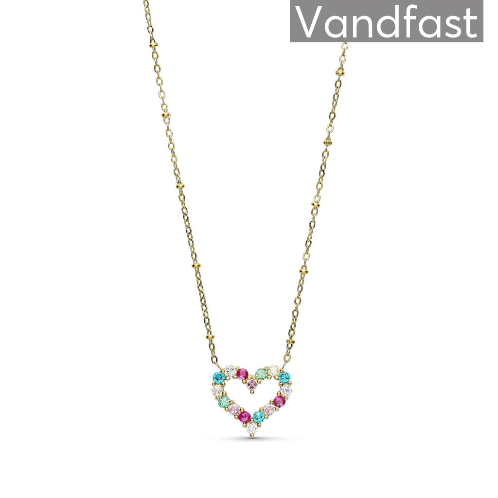 Pink Annebrauner Big Heart Rose Halskæde 18k Guldbelagt - Bi Halskæder  - 2004674906277