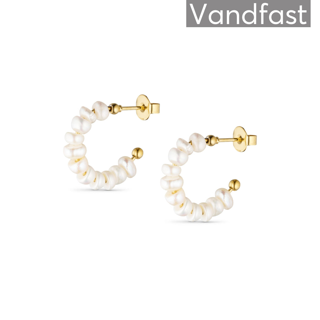 Annebrauner Freshwater Pearl Hoops 18k Guldbelagt - Bella Øreringe  - 2004629962914