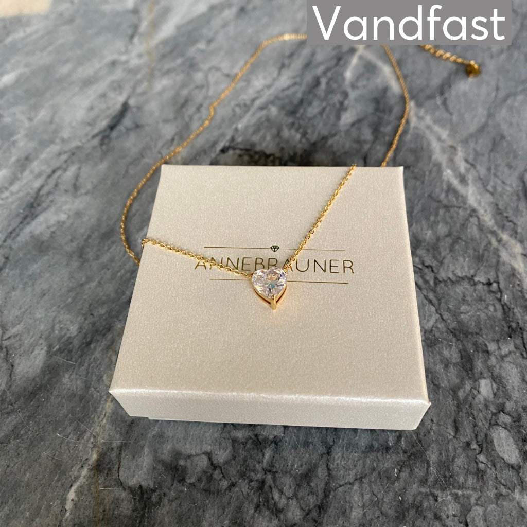 Annebrauner Stella Zirconia Heart Halskæde 18k Guldbelagt - Bella Halskæder  - 2008505971878