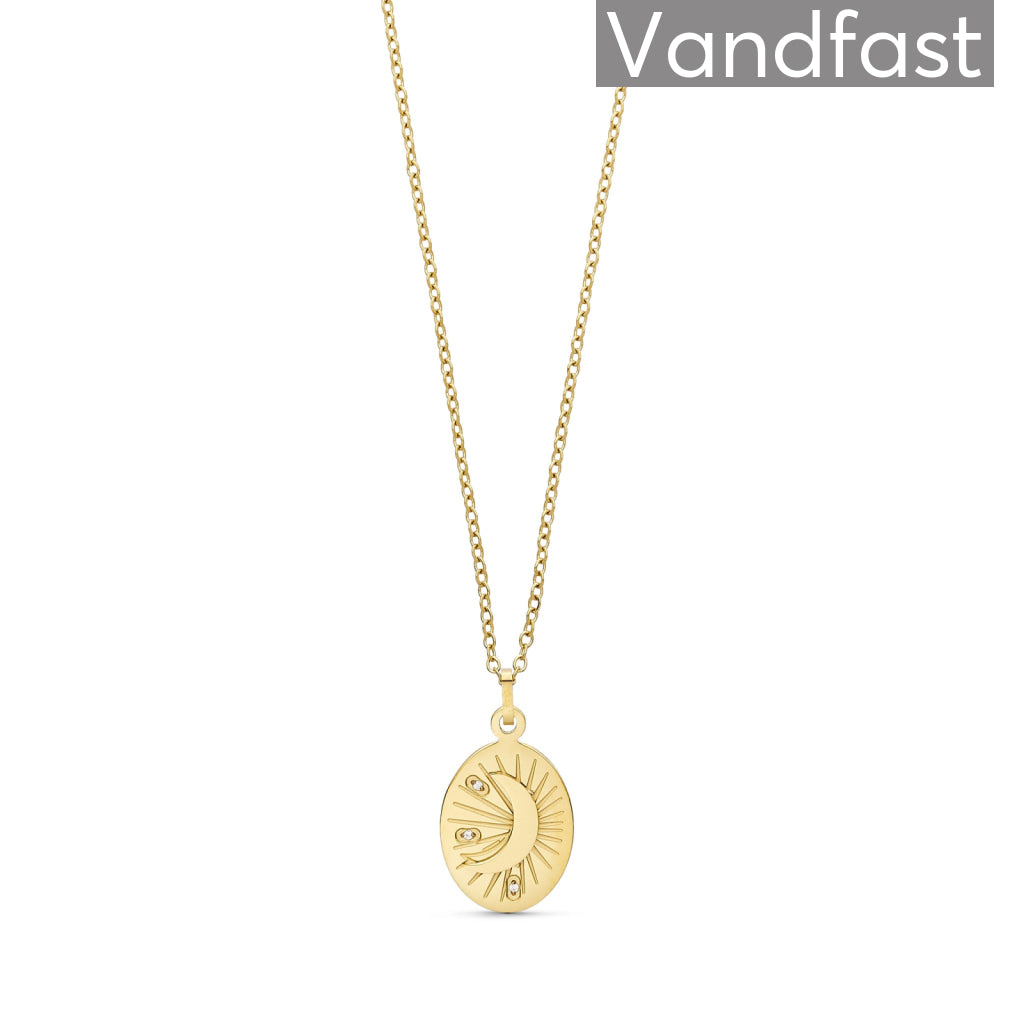 Annebrauner Zirconia Moon Halskæde 18k Guldbelagt - Bella Halskæder  - 2002536604835
