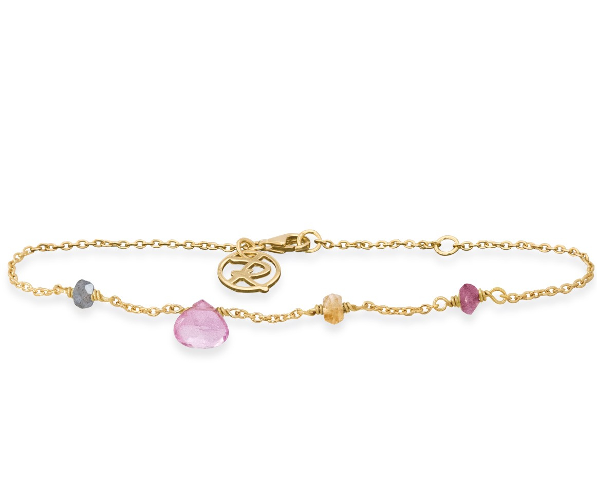 Grøn Forgyldt Armbånd Med Pink Turmalin Turmalin Pink Topas Citrin Hurtig Levering Design Smykker Fra Rabinovich - Rabinovich Armbånd
