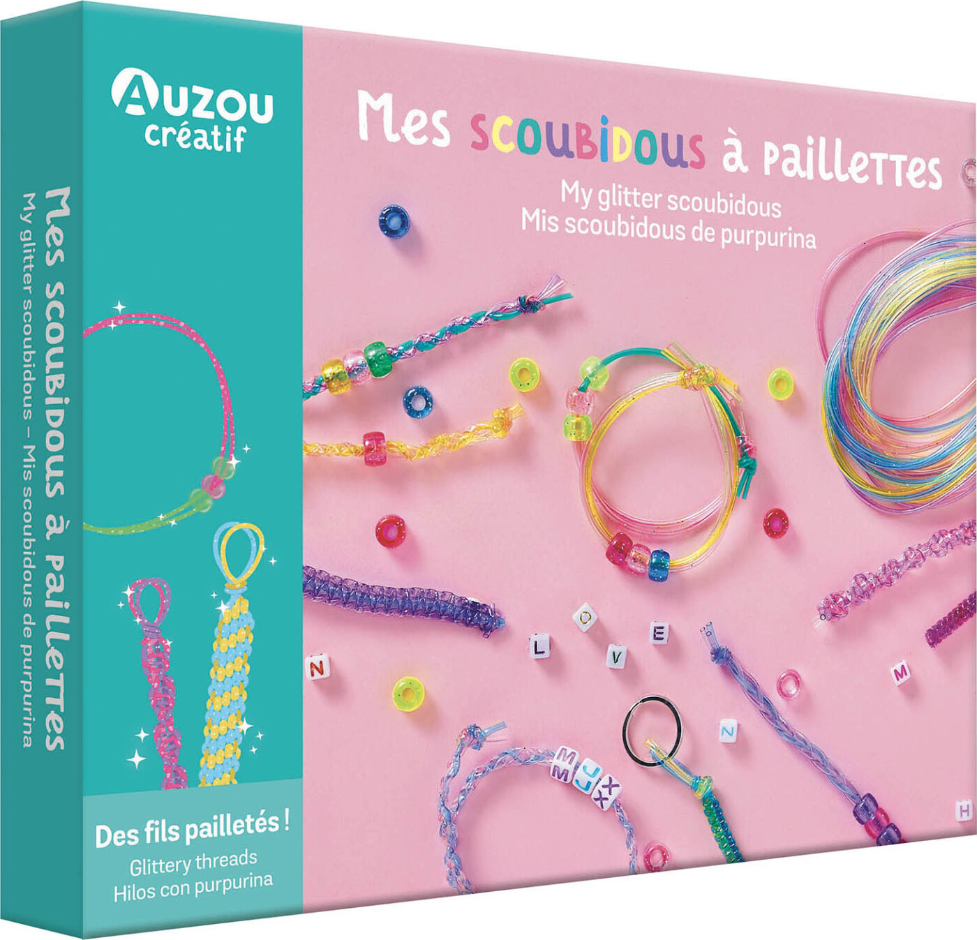 Auzou Scoubidou Armbånd Nøglering Diy Sæt Glitter - Auzou Armbånd  - 9791039536370
