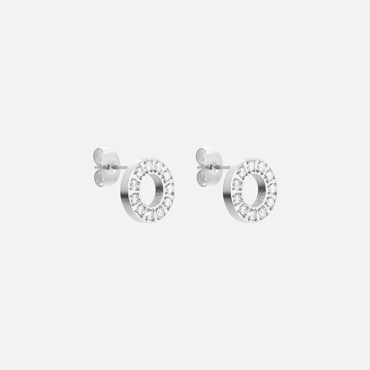 Circle Zirkon Sølvfarvet 10mm - Josephine Nord Øreringe