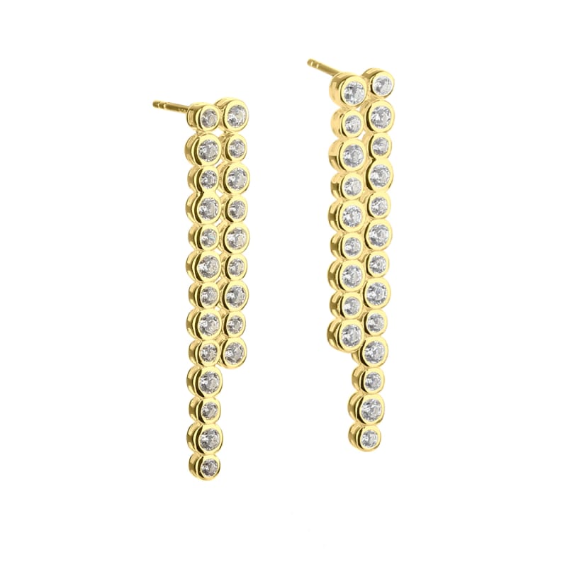 Party Ørestikker Forgyldt Sterling Søllv Med Rækker Flotte Zirkonia Becel Fatning - Aqua Dulce Ørestikkere  - 5740013851309