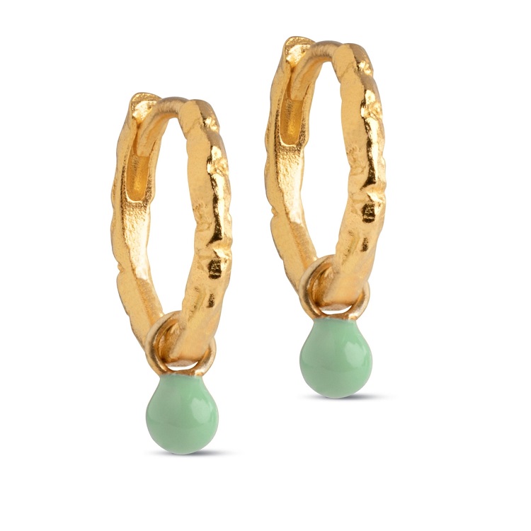 Grøn Enamel Bella Hoops E245gmdustygreen - Øreringe