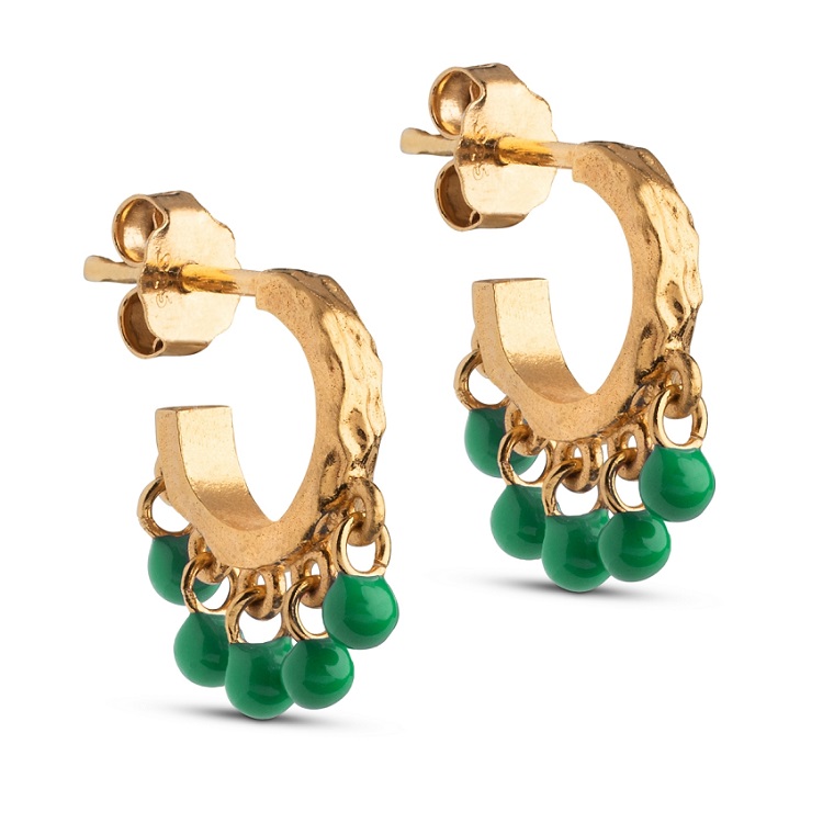 Grøn Enamel Astrid Grass Green øreringe E309gm - Øreringe