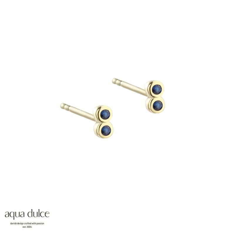 Tiny Blue Ørestikker Forgyldt Sterling Sølv Med Små Blå Zirkonia - Aqua Dulce Ørestikkere  - 5740013854409