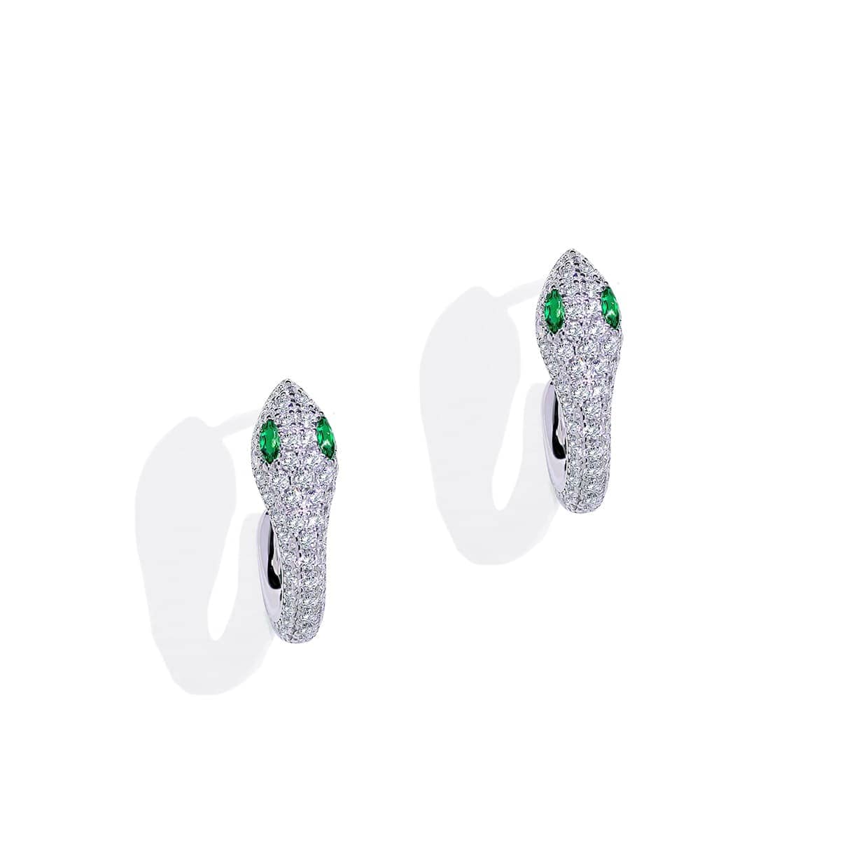 Grøn Flora Slange øreringe Sterling Sølv Med Ne Emerald Sten - Abelstedt Øreringe
