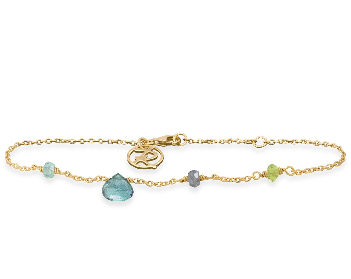 Grøn Forgyldt Armbånd Med Kvarts Turmalin Flourit Peridot Rabinovich Design Smykker - Rabinovich Armbånd