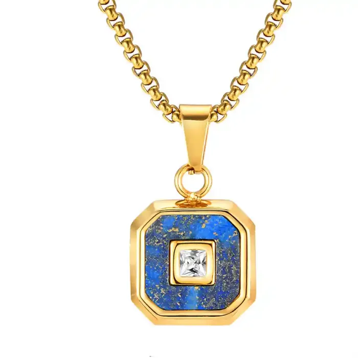 Neck Blue Gold Halssmykke Med Sten - Halskæder