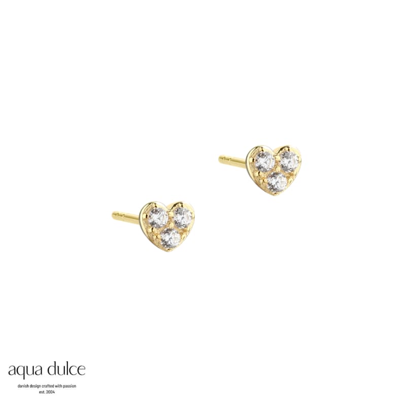 Tiny Heart Earstud Golden - Aqua Dulce Øreringe  - 5740013856823