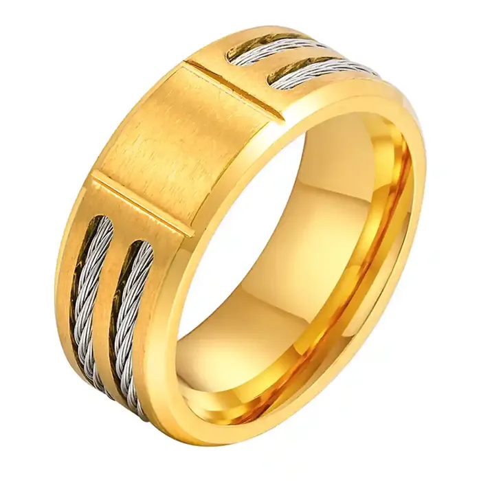 Stålwire Designring Forgyldt Rustfri Stål - Fingerringe