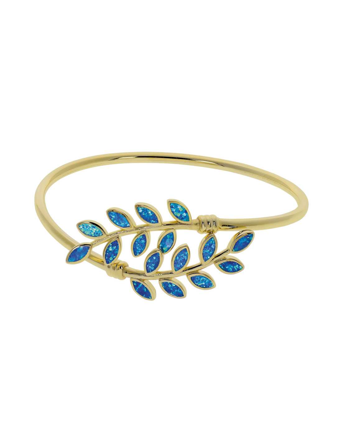 Hera Opal Armbånd Med Blå Opal Sten 925 Sterling Sølv & Guldbelægning - Opalsmykker.dk Armbånd