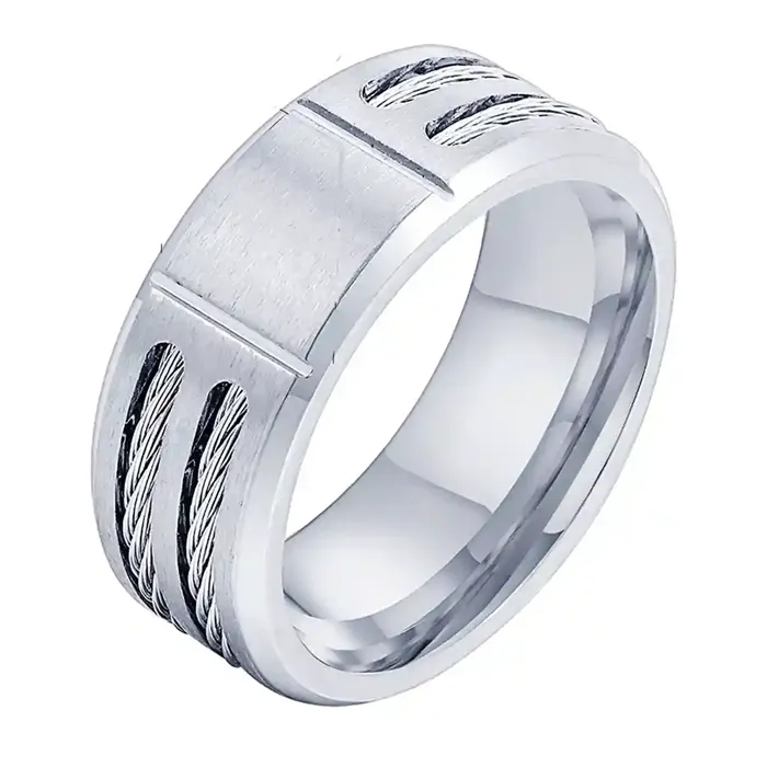 Stålwire Designring Rustfri Stål - Fingerringe