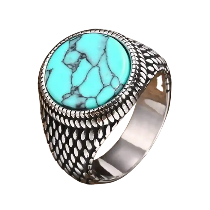 Gork Herrering Med Turkis Sten - Fingerringe