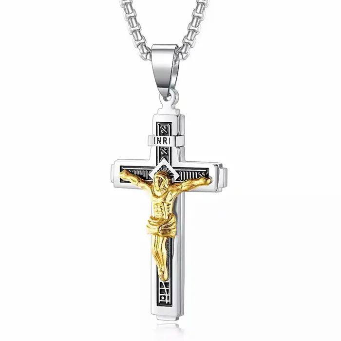 Inri Kors Rustfri Stål Forgyldt Jesus - Halskæder