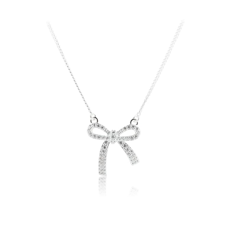 Elegant Bow Necklace Silver - Aqua Dulce Halskæder  - 5740013858162