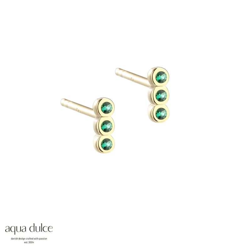Grøn Petite Green Ørestikker Forgyldt Sterling Sølv Med Små Ne Zirkonia - Aqua Dulce Ørestikkere  - 5740013854300