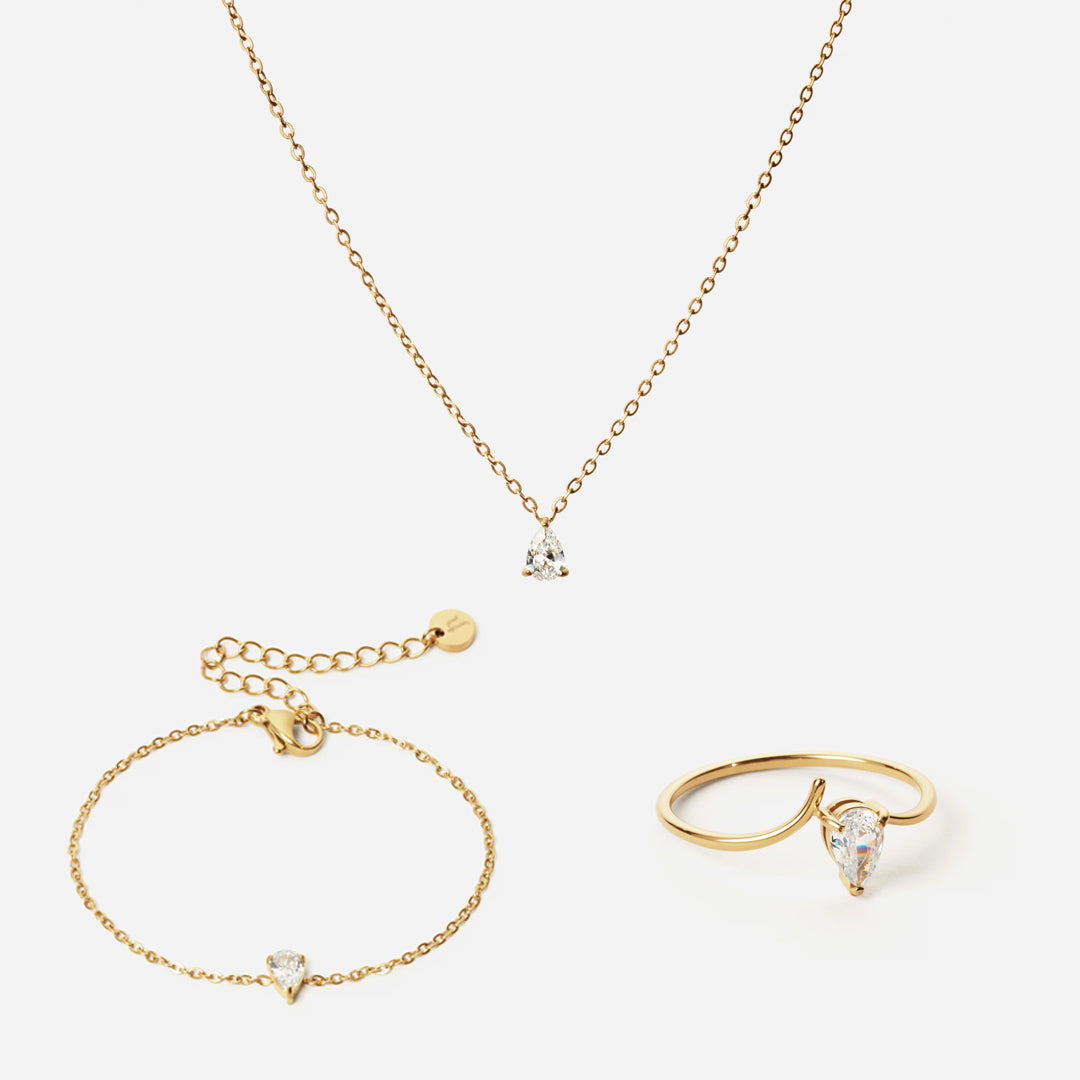 Ice Drop Zirkon Ring Armbånd Halskæde - Josephine Nord Halskæder