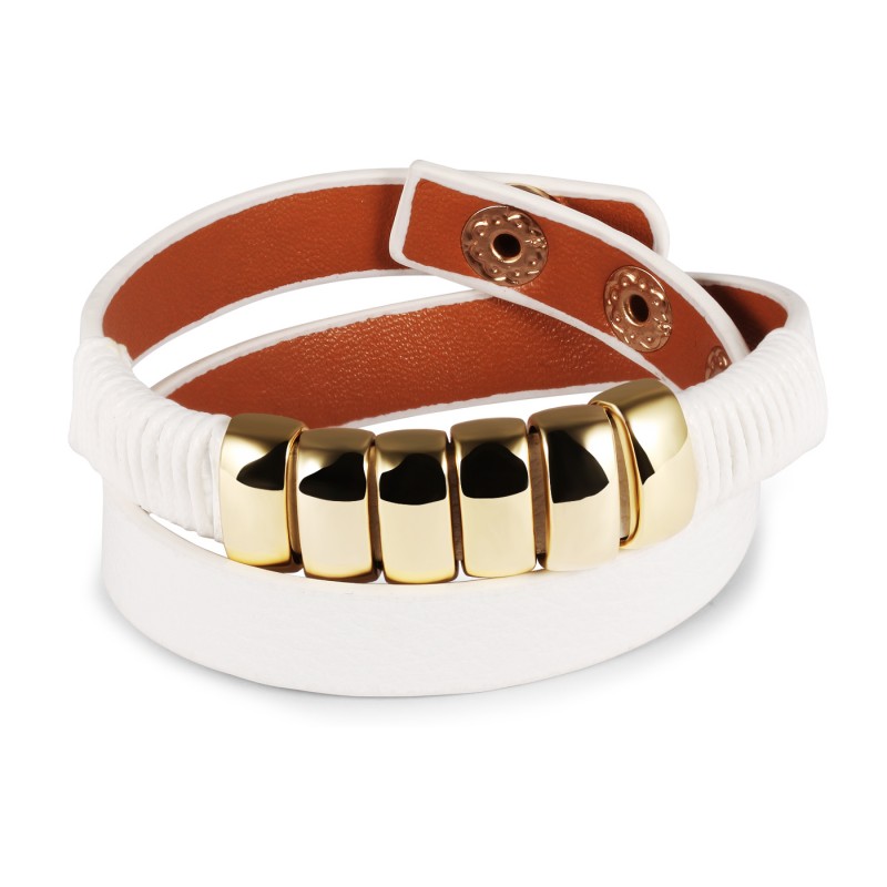 Hvid T Læderarmbånd - Armbånd