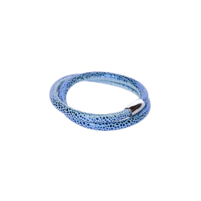 Prikket Blå Læderarmbånd - Armbånd